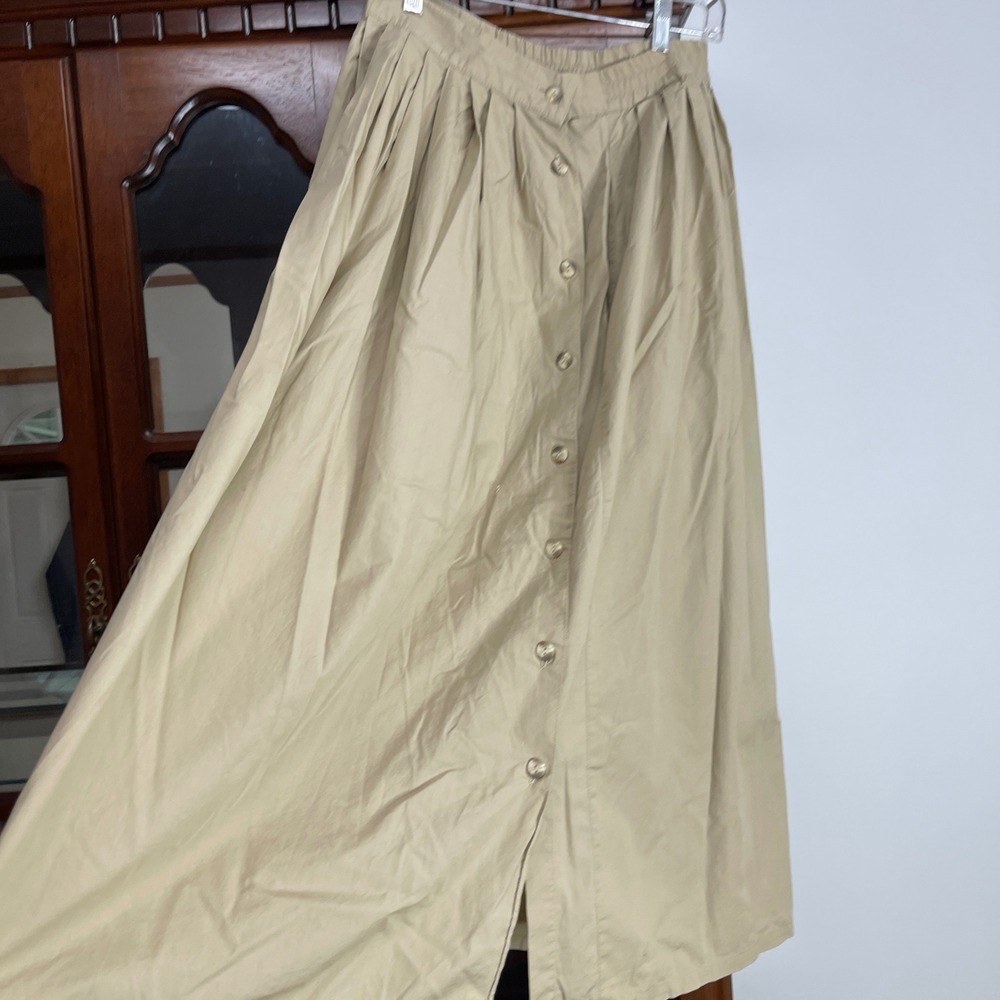 Westbound Womens Khaki Tan Cotton Button Front Pleated Maxi Skirt Size 12 - Picture 3 of 5
